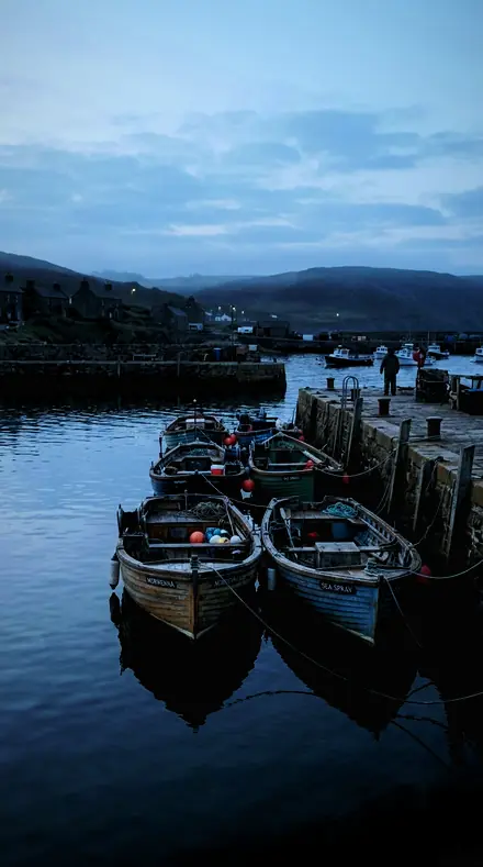 Graded with Night System: Boats before the harbour wakes, black point held